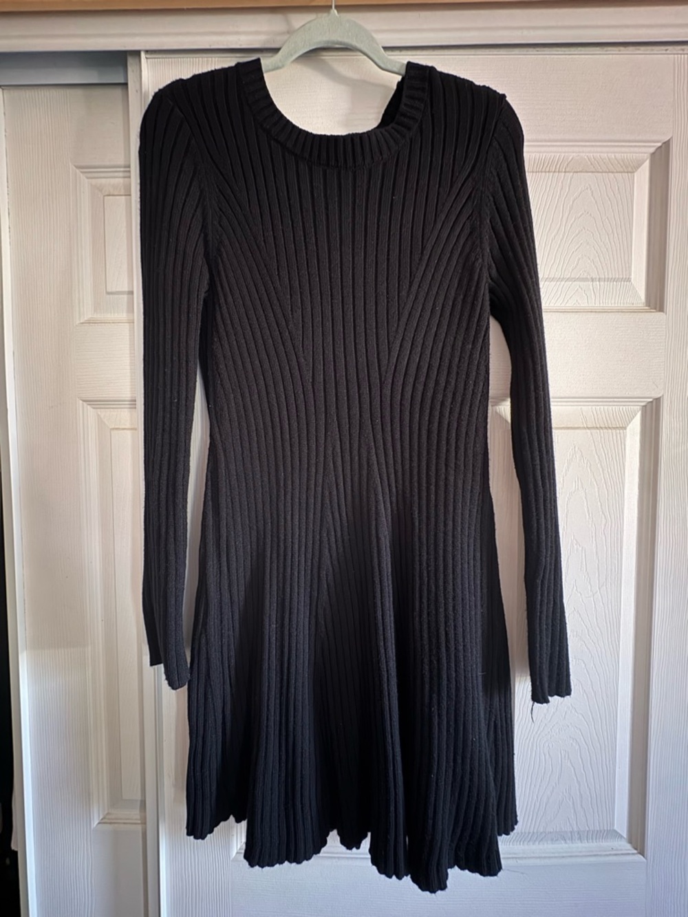 Rewind Black Ribbed Long-Sleeve Knit Dress